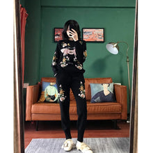 Load image into Gallery viewer, Brand Designer 2019 Women Floral Beading Butterfly Sweet Long Sleeve Knit Sweater Pullover 2 Pieces Winter Christmas Fashion