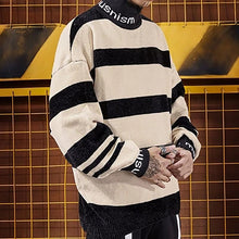 Load image into Gallery viewer, Loose Top Rainbow Stripes Sweater Knitted Trendy Pullover Men Sweater Turtleneck Winter Oversized Mens Christmas Sweater Clothes