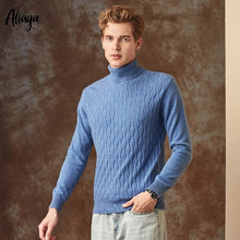 Load image into Gallery viewer, Ribbed Knit Sweater Men 100% Pure Cashmere Pullover Christmas Sweater Mens Warm Fashion Pink Jumpers Turtleneck Outerwear 2019
