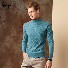 Load image into Gallery viewer, Ribbed Knit Sweater Men 100% Pure Cashmere Pullover Christmas Sweater Mens Warm Fashion Pink Jumpers Turtleneck Outerwear 2019