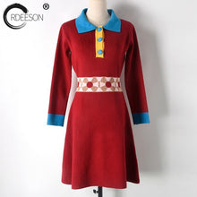 Load image into Gallery viewer, ORDEESON Sweater Dress Notched Christmas Sweater Dresses Women Sweaters and Pullovers Jumper Knitted 2017 Ladies Button Up Red