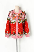 Load image into Gallery viewer, WHITNEY WANG 2019 Autumn Winter Fashion Streetwear 3D Florals Cardigan Women Sweet Girls Christmas Sweater sueter mujer invierno