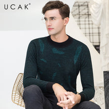 Load image into Gallery viewer, UCAK Brand 100% Merino Wool Sweater Men Fashion Pull Homme Winter Thick Soft Warm Cashmere Pullover Men Christmas Sweaters U3082