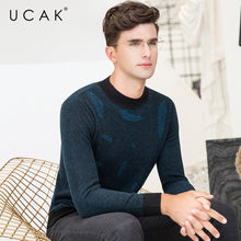 Load image into Gallery viewer, UCAK Brand 100% Merino Wool Sweater Men Fashion Pull Homme Winter Thick Soft Warm Cashmere Pullover Men Christmas Sweaters U3082