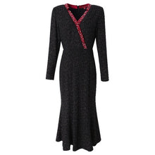 Load image into Gallery viewer, Office ladies Pencil Beading dress xxl 2018 new V-neck spring autumn Women Clothing winter Christmas Club Long dresses Plus Size