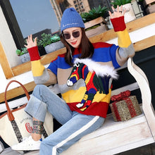 Load image into Gallery viewer, Christmas sweater female 2019 new autumn and winter round neck long-sleeved women's sweater sets of loose zebra sweater