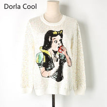 Load image into Gallery viewer, Runway Designer Women Cute Sweaters Cartoon Princess Knitted Top Girl's Luxury Sequins Christmas Jumper High Quality Pullovers