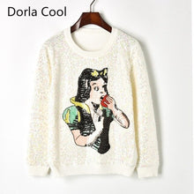 Load image into Gallery viewer, Runway Designer Women Cute Sweaters Cartoon Princess Knitted Top Girl's Luxury Sequins Christmas Jumper High Quality Pullovers