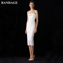 Load image into Gallery viewer, BANDAGE New Autumn Women Bandage Dress White Vestidos Sexy Sleeveless Strapless Clubwear Elegant Celebrity Christmas Party Dress