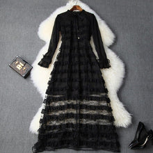 Load image into Gallery viewer, Luxury Cake long dress 2019 new Superior quality Long sleeve Dress Women Celebrities Elegant autumn Christmas Lace party dresses