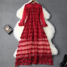 Load image into Gallery viewer, Luxury Cake long dress 2019 new Superior quality Long sleeve Dress Women Celebrities Elegant autumn Christmas Lace party dresses