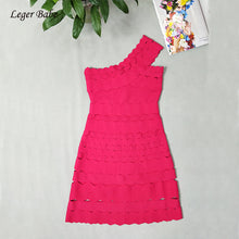 Load image into Gallery viewer, Leger Babe High Quality Women Dresses 2018 Sexy Rayon Bandage Dress One Shoulder Summer A Line Mini Christmas Party Dress Ladies