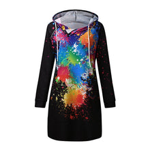 Load image into Gallery viewer, Colorful graffiti Dress Leisure Map Christmas Women dress Print Long Sleeve Hooded O-Neck dresses Vestido Vestidos Elbise #ZC