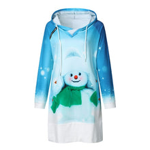 Load image into Gallery viewer, Colorful graffiti Dress Leisure Map Christmas Women dress Print Long Sleeve Hooded O-Neck dresses Vestido Vestidos Elbise #ZC