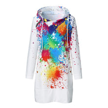 Load image into Gallery viewer, Colorful graffiti Dress Leisure Map Christmas Women dress Print Long Sleeve Hooded O-Neck dresses Vestido Vestidos Elbise #ZC
