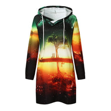 Load image into Gallery viewer, Colorful graffiti Dress Leisure Map Christmas Women dress Print Long Sleeve Hooded O-Neck dresses Vestido Vestidos Elbise #ZC