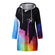 Load image into Gallery viewer, Colorful graffiti Dress Leisure Map Christmas Women dress Print Long Sleeve Hooded O-Neck dresses Vestido Vestidos Elbise #ZC