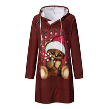 Load image into Gallery viewer, Colorful graffiti Dress Leisure Map Christmas Women dress Print Long Sleeve Hooded O-Neck dresses Vestido Vestidos Elbise #ZC