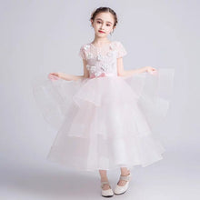 Load image into Gallery viewer, Girls kids Elegant Pink Flowers Pageant Birthday Wedding Party Prom Dress Clothes Christmas Costume Dress for children Toddler
