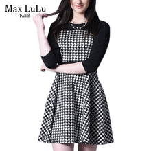 Load image into Gallery viewer, Max LuLu Europe Style Casual Office Woman Autumn Black Dress Plaid Slim Fit Christmas Dress Women Sexy O-neck Party Mini Clothes