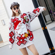 Load image into Gallery viewer, Christmas Sweater Women pullover 2019 3D Santa Claus Mohair Female Autumn Winter Loose Casual Long Sweaters New Year Clothes