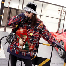 Load image into Gallery viewer, Christmas Sweater Women pullover 2019 3D Santa Claus Plaid Female Autumn Winter Loose Oversized Casual Long Sweaters Outwear