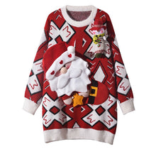 Load image into Gallery viewer, Christmas Sweater Women pullover 2019 3D Santa Claus Mohair Geometric Female Autumn Winter Loose Casual Long Sweaters Outwear