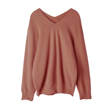 Load image into Gallery viewer, 2019 autumn/winter new Korean version of the head sweater V-neck loose hundred-style women's wool sweater christmas sweater