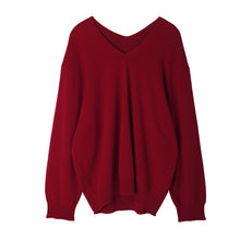 Load image into Gallery viewer, 2019 autumn/winter new Korean version of the head sweater V-neck loose hundred-style women's wool sweater christmas sweater