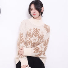 Load image into Gallery viewer, Christmas Sweater Women Winter Long Sleeve Turtleneck Snowflake pattern Knitted Pullover Loose Sweet Warm Sweater Jumper Tops