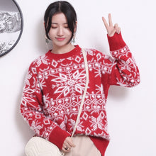 Load image into Gallery viewer, Winter Women Christmas Sweater Fashion Female Vintage Long Sleeve Pullover Snowflake Knitting Sueter Mujer Jumper Pull Femme