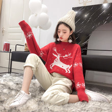 Load image into Gallery viewer, Winter Women Thick Christmas Sweater Korean Warm Pullovers Santa Claus Deer Embroidery Pattern Pull Knitted New Year Sweaters