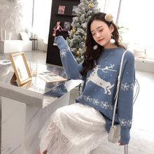 Load image into Gallery viewer, Winter Women Thick Christmas Sweater Korean Warm Pullovers Santa Claus Deer Embroidery Pattern Pull Knitted New Year Sweaters