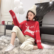 Load image into Gallery viewer, Winter Women Thick Christmas Sweater Korean Warm Pullovers Santa Claus Deer Embroidery Pattern Pull Knitted New Year Sweaters