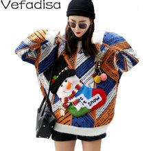 Load image into Gallery viewer, Vefadisa Christmas Harajuku Sweater Woman Winter 2019 Boots Appliques Pullovers Knitting O-Neck Loose Sweater Female QYF1169