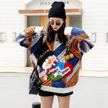 Load image into Gallery viewer, Vefadisa Christmas Harajuku Sweater Woman Winter 2019 Boots Appliques Pullovers Knitting O-Neck Loose Sweater Female QYF1169