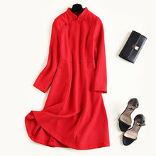 Load image into Gallery viewer, Classic Christmas Red Dress 2018 Autumn New Female Simple A-line Vintage Knee Length Dress 81105