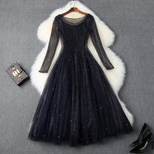Load image into Gallery viewer, Shining hot drill ladies dress luxury 2019 New High quality Spring Sexy Club Mesh Long Dress Women sexy Christmas party dresses