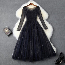 Load image into Gallery viewer, Shining hot drill ladies dress luxury 2019 New High quality Spring Sexy Club Mesh Long Dress Women sexy Christmas party dresses