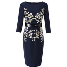 Load image into Gallery viewer, Office lady Autumn Embroidery Floral dress 2018 new Superior quality Women Christmas Party Dress Plus Size winter Pencil dresses