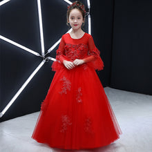 Load image into Gallery viewer, 2018Autumn Winter New Children Girls Red Birthday Wedding Party Princess Lace Dress Baby Kids New Year Christmas Prom Long Dress