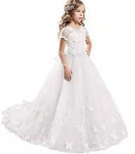 Load image into Gallery viewer, Lace White New Flower Girl Dresses Cap Sleeves Baby Girl Birthday Party Christmas Communion Dresses Children Girl Party Gown