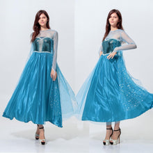 Load image into Gallery viewer, Women Blue Costume Tutu Princess Long Dress Halloween Christmas Party Dress Maxi Vestidos De Festa Cosplay Medieval Dress