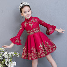 Load image into Gallery viewer, Girls Evening Party Princess Dress Kids Children Embroidered Formal Bridesmaid Wedding Birthday Christmas Ball Gown Lace Dress