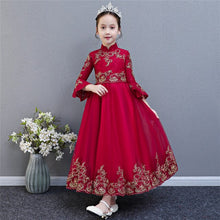 Load image into Gallery viewer, Girls Evening Party Princess Dress Kids Children Embroidered Formal Bridesmaid Wedding Birthday Christmas Ball Gown Lace Dress