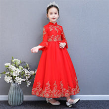 Load image into Gallery viewer, Girls Evening Party Princess Dress Kids Children Embroidered Formal Bridesmaid Wedding Birthday Christmas Ball Gown Lace Dress