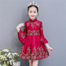 Load image into Gallery viewer, Girls Evening Party Princess Dress Kids Children Embroidered Formal Bridesmaid Wedding Birthday Christmas Ball Gown Lace Dress