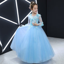 Load image into Gallery viewer, Spring Autumn Elegant Children Girls Host Piano Princess Long Sleeves Prom Dress Toddler Kids Christmas Birthday Flowers Dress