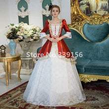 Load image into Gallery viewer, Red Lace Marie Antoinette Ball Gowns Women Christmas Party Dress Renaissance Victorian Period Carnivale Gown Dress Vestidos