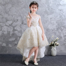 Load image into Gallery viewer, Girls Children Shoulderless Nobel Fancy Champagne Flowers Birthday Tail Dress Kids Children Communion Dresses For Christmas 3-15